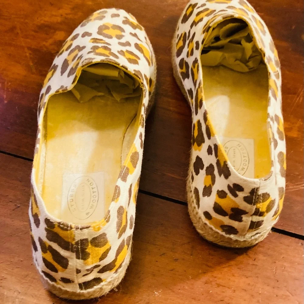 Classic Stubbs & Wootton chettah printed canvas espadrilles jute woven outsole